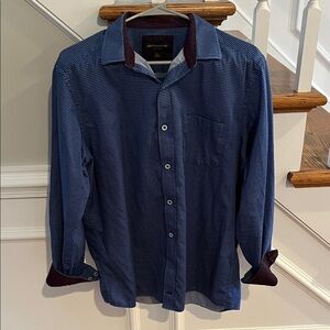 Johnston and Murphy Men's Blue Button-Up Shirt